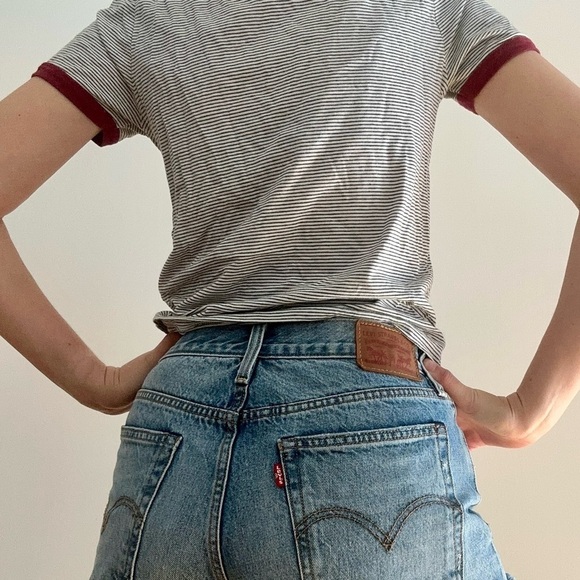 H&M DIVIDED STRIPED SHORT SLEEVE RINGER TEE - S - Picture 4 of 13